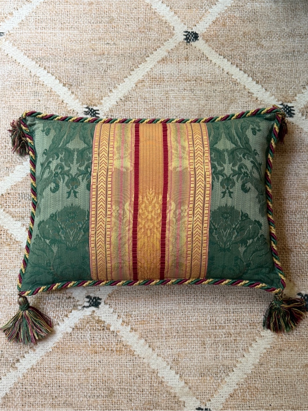 Vintage Passamaneria Toscana Accent Pillow w/Tassels